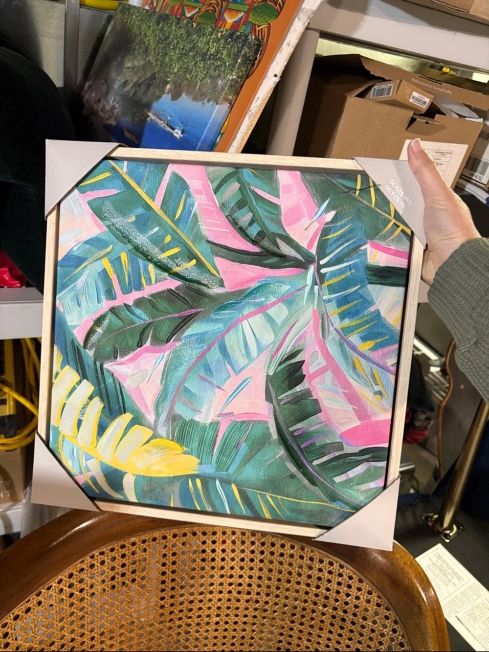 Ashland Tropical Leaf Wall Art – Pink, Green, Yellow, Blue - Picture 1 of 2